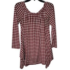 Houndstooth Tunic‎ Top Women's Small Long Sleeve